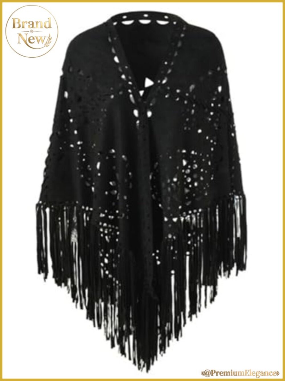 Faux Suede Fringe Shawl Wrap Poncho
